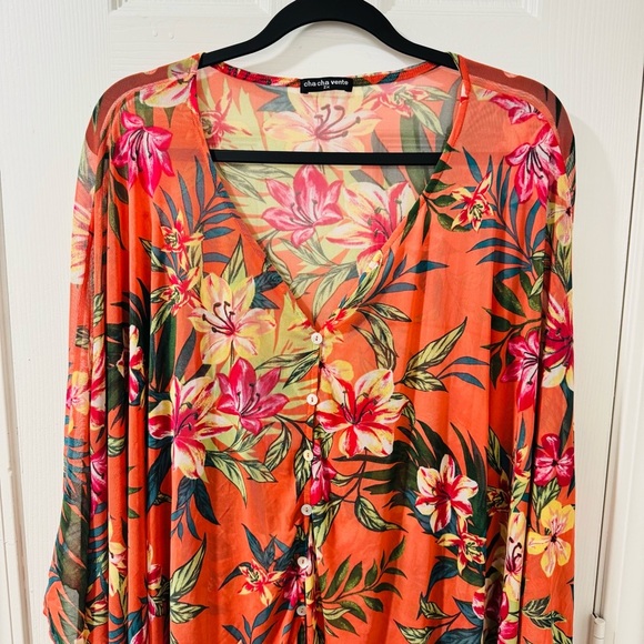 Cha Cha Vente Floral Kimono Cover-Up 2X - Picture 3 of 8